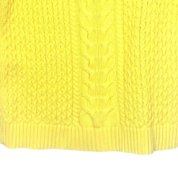 Lands’ End Cable Knit Sweater XS/P 2-4 Yellow Crew Neck Pullover Long Sleeves - Picture 5 of 7